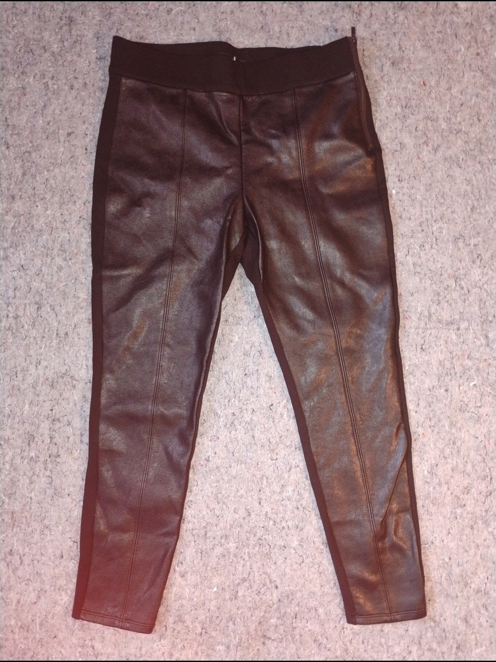 Ann Taylor Black  Leather Ponte Leggings